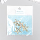 Декор для творчества металл, стразы "Морская звезда с ракушками" золото 2,4х2,2 см (комплект 4 шт) - фото 21616658