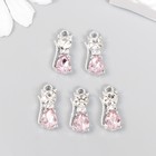 Декор для творчества металл, стразы "Кошечка" серебро 1,6х0,7 см (комплект 3 шт) - фото 24596553