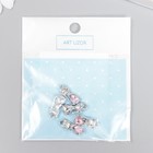 Декор для творчества металл, стразы "Кошечка" серебро 1,6х0,7 см (комплект 3 шт) - фото 24596554