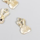 Декор для творчества металл, стразы "Мордочка зайки" золото 2,1х1,5 см (комплект 4 шт) - фото 24579044