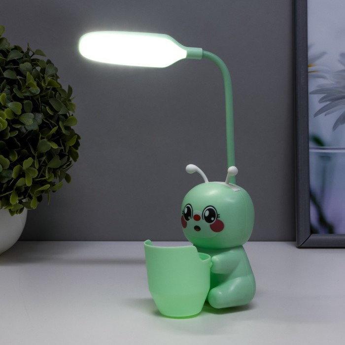 Настольная лампа "Пчелка" LED 3Вт USB АКБ зеленый 9,5х8,5х25 см - фото 1904545478