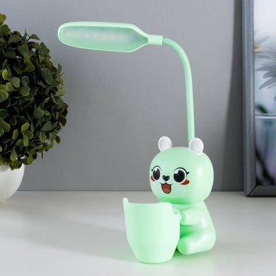 Настольная лампа "Медвежонок" LED 3Вт USB АКБ зеленый 9,5х8,5х25 см