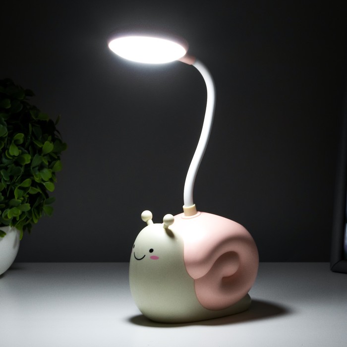 Настольная лампа "Улитка" LED 3Вт USB АКБ розовый 9х13х29 см RISALUX - фото 1907454009