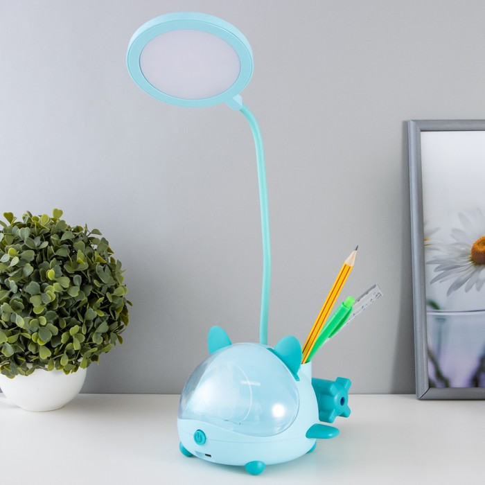 Настольная лампа "Милый мишка" LED 3,5Вт USB АКБ синий 12х15х32 см RISALUX - фото 1888331193