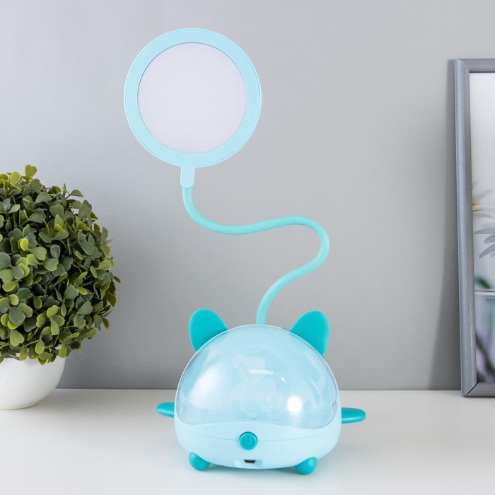 Настольная лампа "Милый мишка" LED 3,5Вт USB АКБ синий 12х15х32 см RISALUX - фото 1888331194