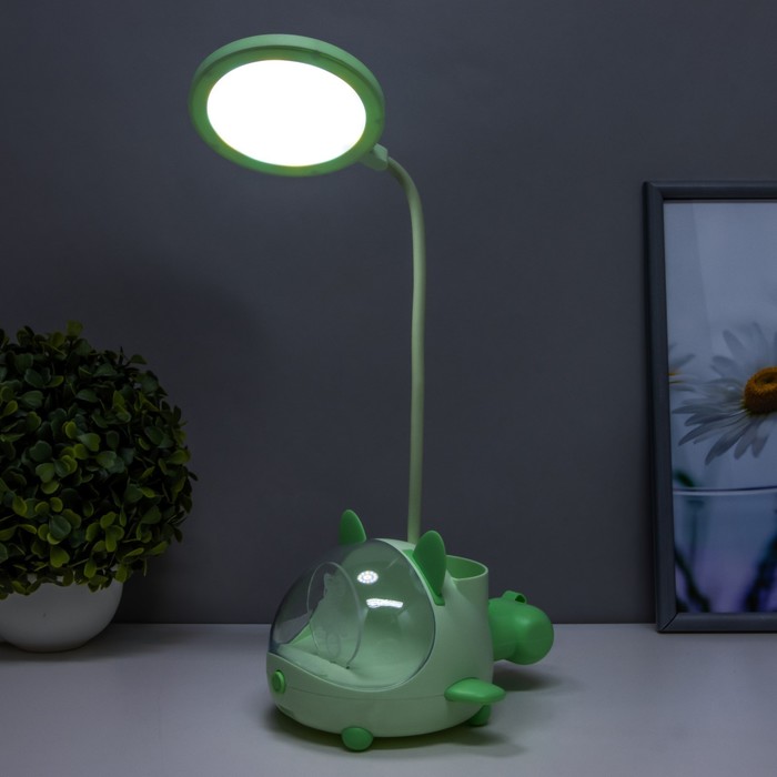 Настольная лампа "Милый мишка" LED 3,5Вт USB АКБ зеленый 12х15х32 см RISALUX - фото 1886850666