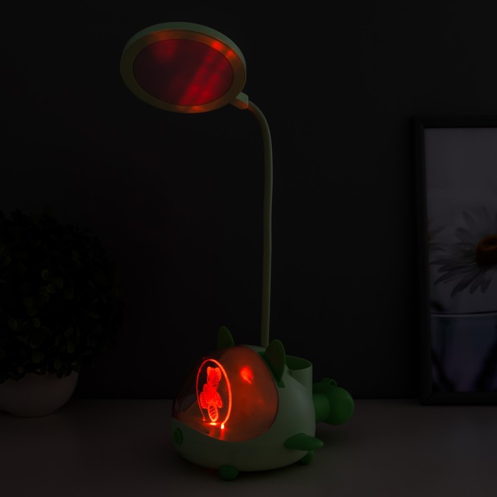 Настольная лампа "Милый мишка" LED 3,5Вт USB АКБ зеленый 12х15х32 см RISALUX - фото 1886850667