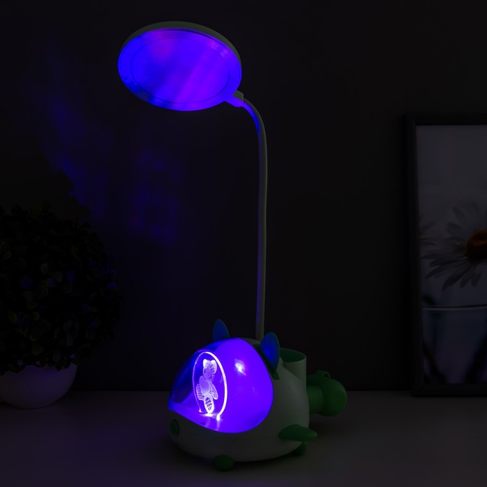 Настольная лампа "Милый мишка" LED 3,5Вт USB АКБ зеленый 12х15х32 см RISALUX - фото 1886850669