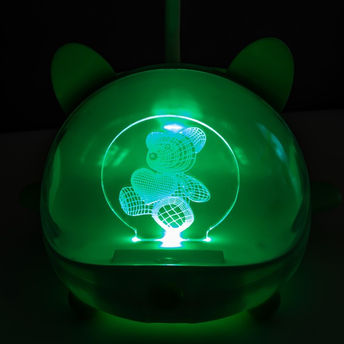 Настольная лампа "Милый мишка" LED 3,5Вт USB АКБ зеленый 12х15х32 см RISALUX - фото 1886850671