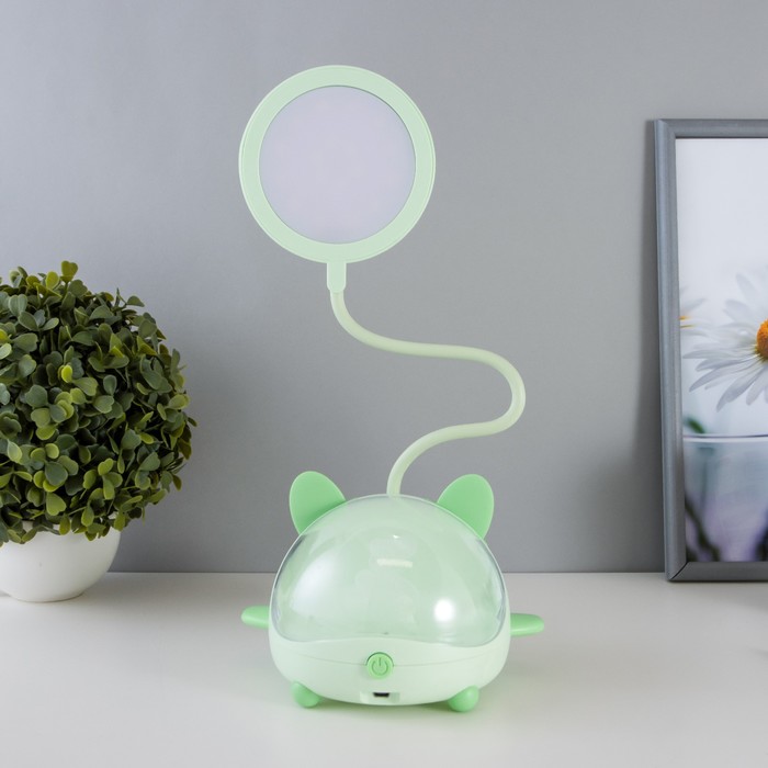 Настольная лампа "Милый мишка" LED 3,5Вт USB АКБ зеленый 12х15х32 см RISALUX - фото 1907454048