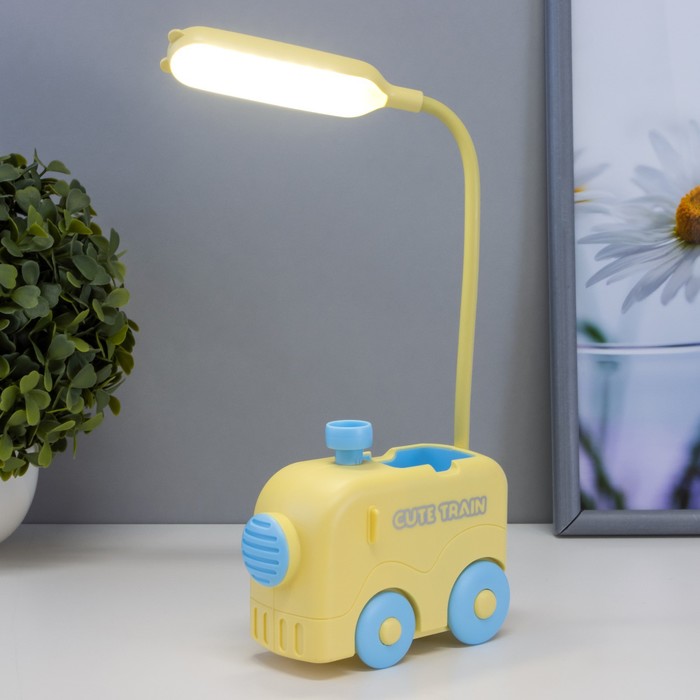 Настольная лампа "Паровоз" LED 1,5Вт USB АКБ желто-синий 11,5х34 см RISALUX - фото 1888331257