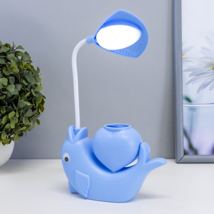 Настольная лампа "Дельфин" LED 3Вт USB АКБ синий 14,5х5х28 см RISALUX - фото 1886850742