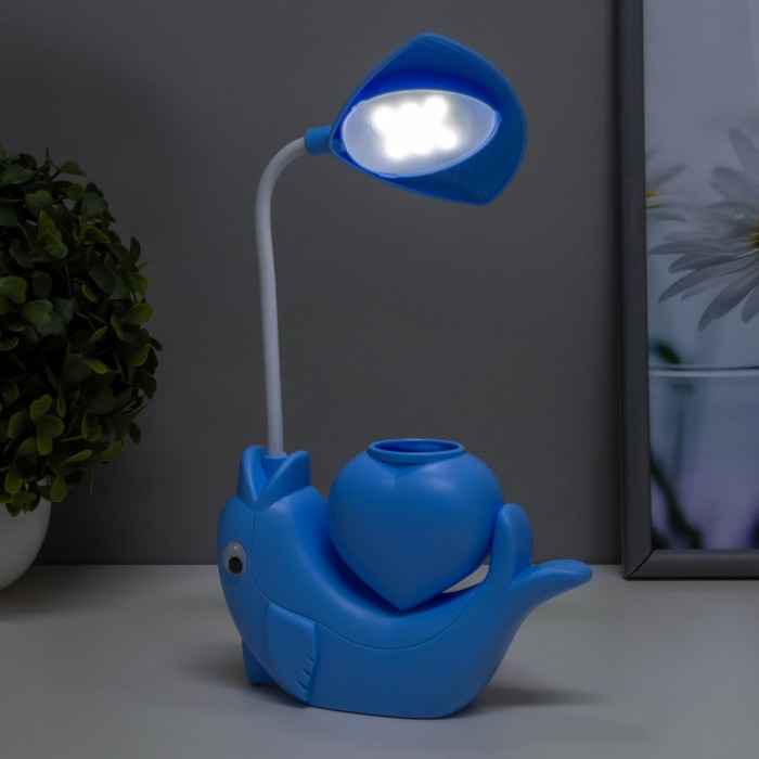 Настольная лампа "Дельфин" LED 3Вт USB АКБ синий 14,5х5х28 см RISALUX - фото 1907454118