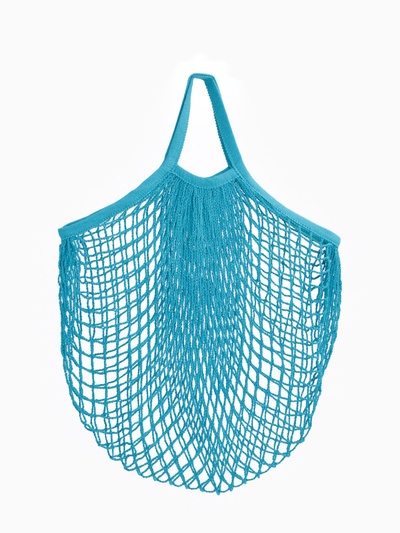 Сумка-авоська плетёная, клетка 1.5 см, бирюзовая