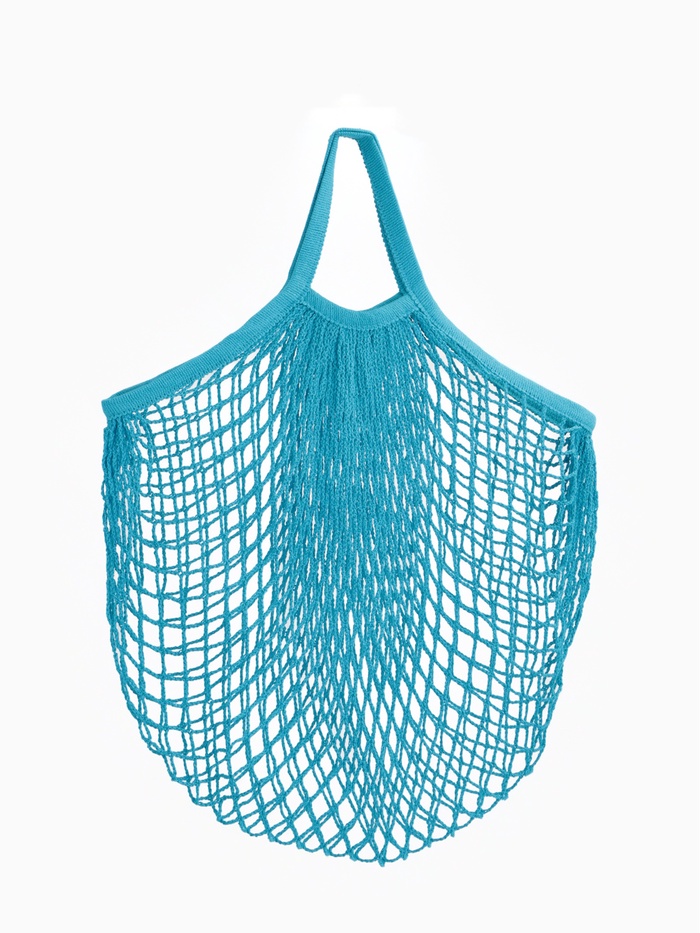 Сумка-авоська плетёная, клетка 1.5 см, бирюзовая - Фото 1