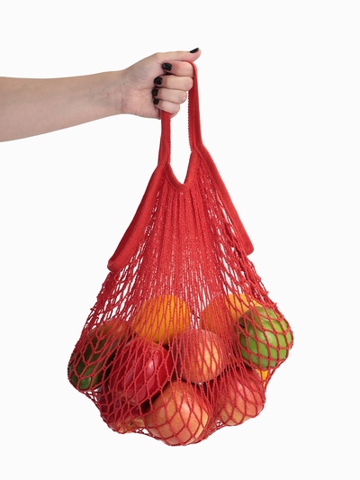 Сумка-авоська плетёная, клетка 1.5 см, красная