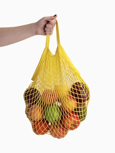 Сумка-авоська плетёная, клетка 1.5 см, жёлтая