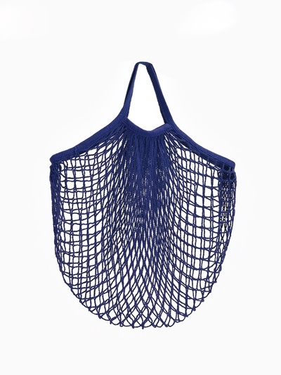 Сумка - авоська плетёная, ручка 12 см, клетка 1.5 см, синяя