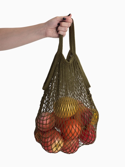 Сумка-авоська плетёная, клетка 1.5 см, зелёная