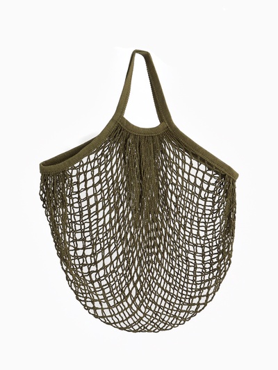 Сумка-авоська плетёная, клетка 1.5 см, зелёная