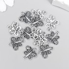 Коннектор для творчества металл "Бабочка с божьей коровкой" серебро 1,4х1,4 см 7586226