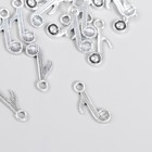 Декор для творчества металл "Музыкальная нота" серебро 1,7х0,4 см (комплект 15 шт) - фото 21617050