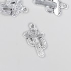 Декор для творчества металл "Мексиканский кактус" серебро 2,6х1,4 см (комплект 8 шт) - фото 21617092