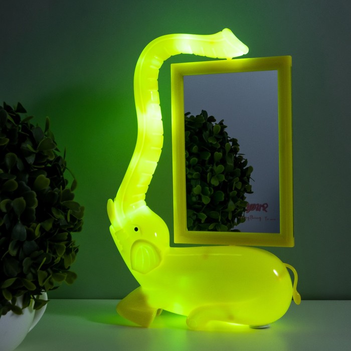 Настольная лампа с фоторамкой, зеркалом "Слон" LED 5Вт USB RGB желтый 17х6,5х28 см RISALUX - фото 1908915597