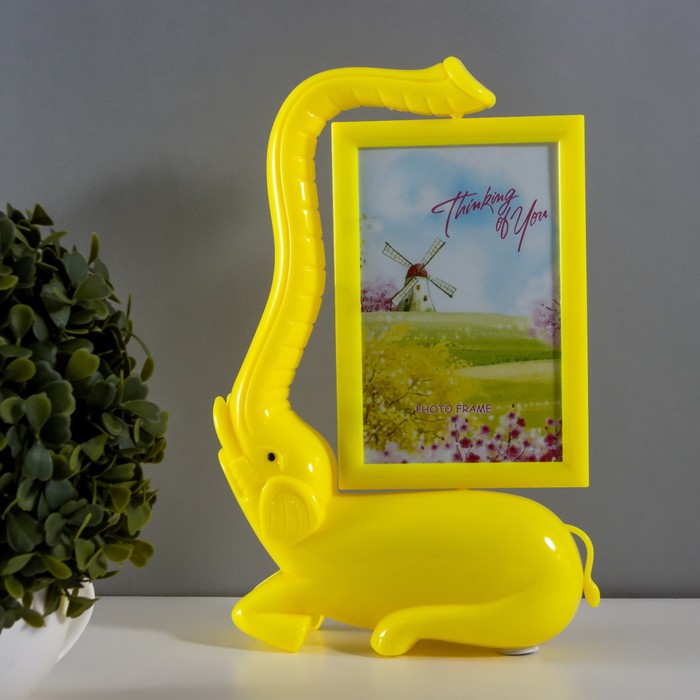 Настольная лампа с фоторамкой, зеркалом "Слон" LED 5Вт USB RGB желтый 17х6,5х28 см RISALUX - фото 1908915600
