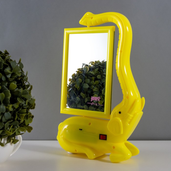 Настольная лампа с фоторамкой, зеркалом "Слон" LED 5Вт USB RGB желтый 17х6,5х28 см RISALUX - фото 1908915602