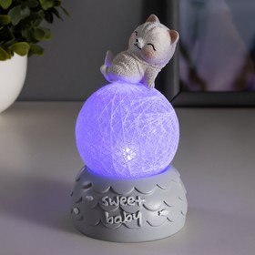 

Ночник "Кошечка" LED от батареек серый 6х6х10 см