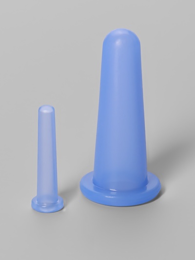 Набор вакуумных банок для массажа, силиконовые, d=1.6/3.9 см, 2 шт., голубой