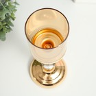 Подсвечник металл на 1 свечу "Классика - два прозрачных шара" золото 26х11х11 см - фото 21617413