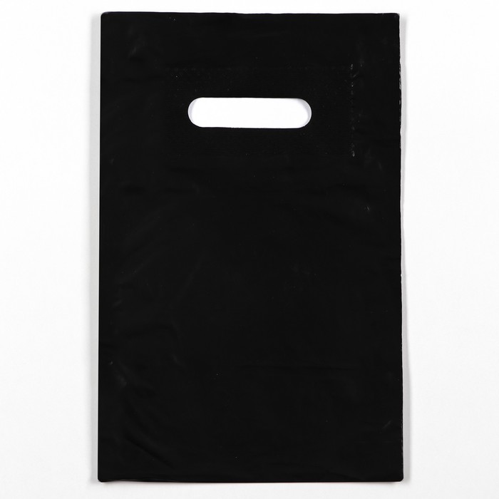 Пакет полиэтиленовый с вырубной ручкой, Черный 20-30 См, 30 мкм - Фото 1