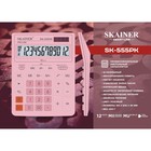 Калькулятор настольный большой, 12-разрядный, SKAINER SK-555PK, 2 питание, 2 память, 155 x 205 x 35 мм, розовый - фото 3216678