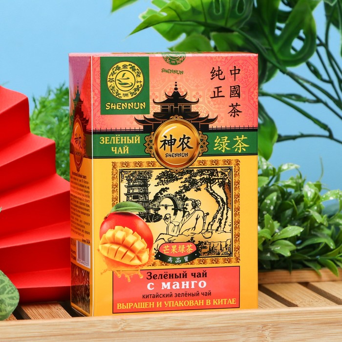 Зелёный крупнолистовой чай SHENNUN с МАНГО, 100 г - Фото 1