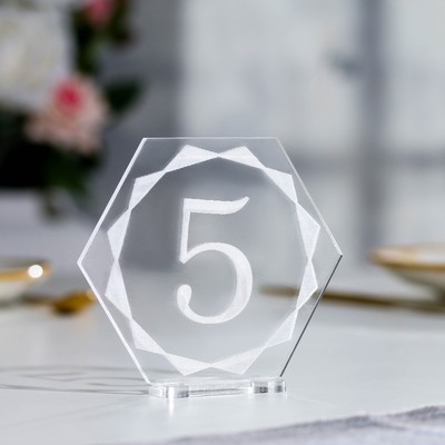 Номер на стол "Многоугольник. 5", акрил, 10х4х9,5 см