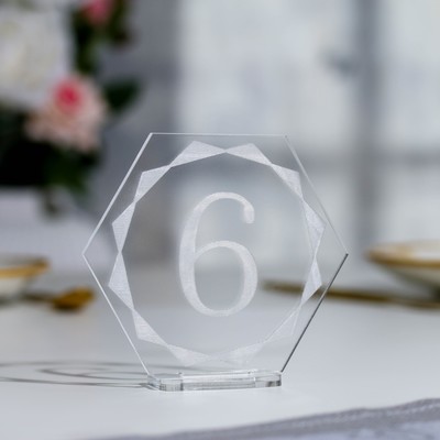 Номер на стол "Многоугольник. 6", акрил, 10х4х9,5 см
