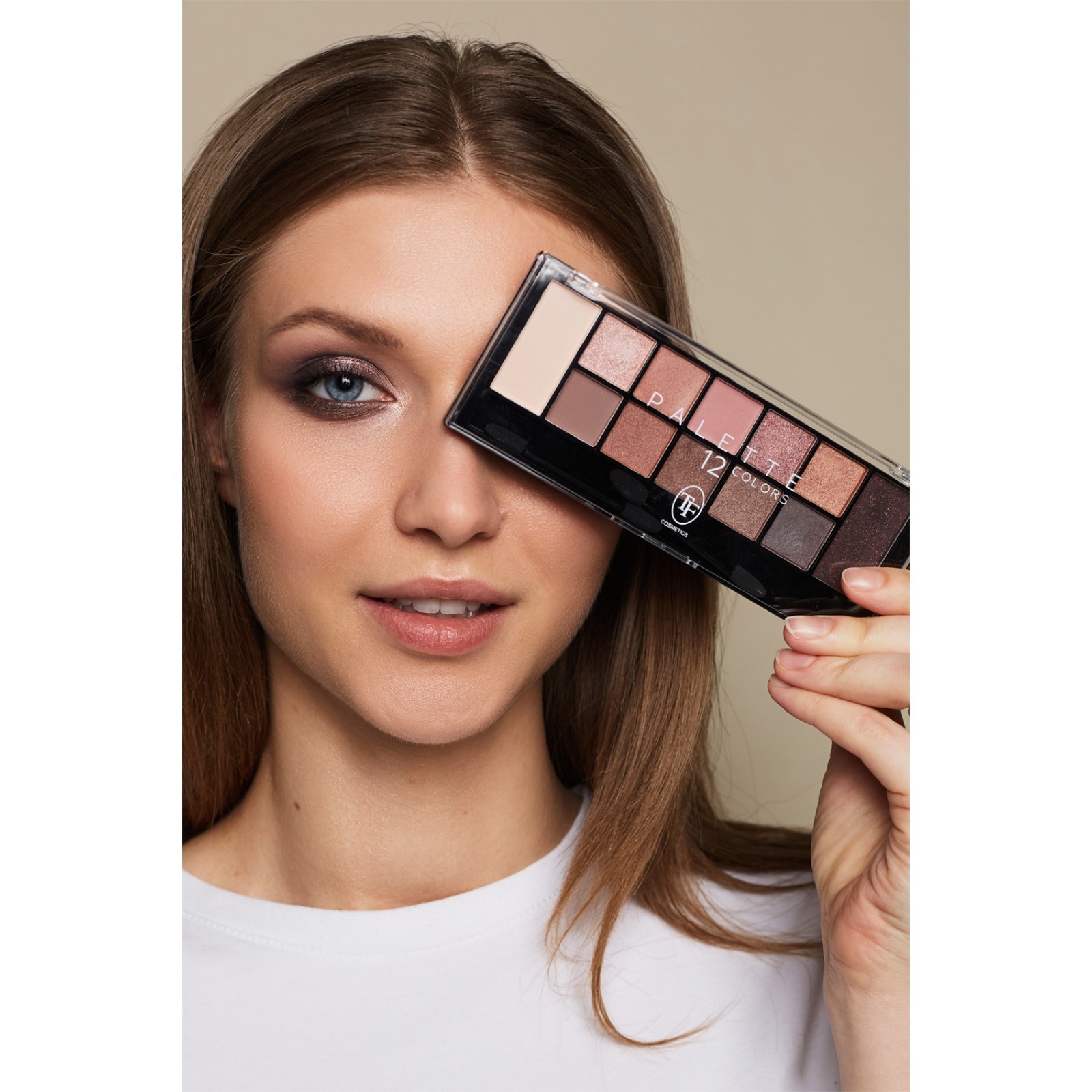 Палетка теней для век TF Base Palette, 12 тонов, тон 01 розово-бежевый ...