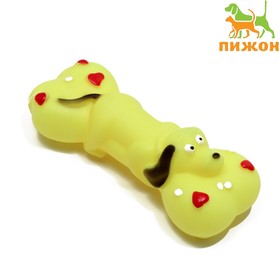 Игрушка пищащая "Косточка и пес" для собак, 15 х 6 см, жёлтая 7472715