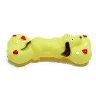 Игрушка пищащая "Косточка и пес" для собак, 15 х 6 см, жёлтая - Фото 2