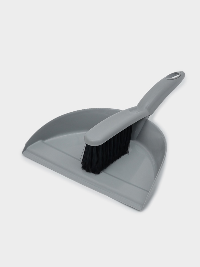 Щётка-смётка для пола с совком Etna, серая - Фото 1