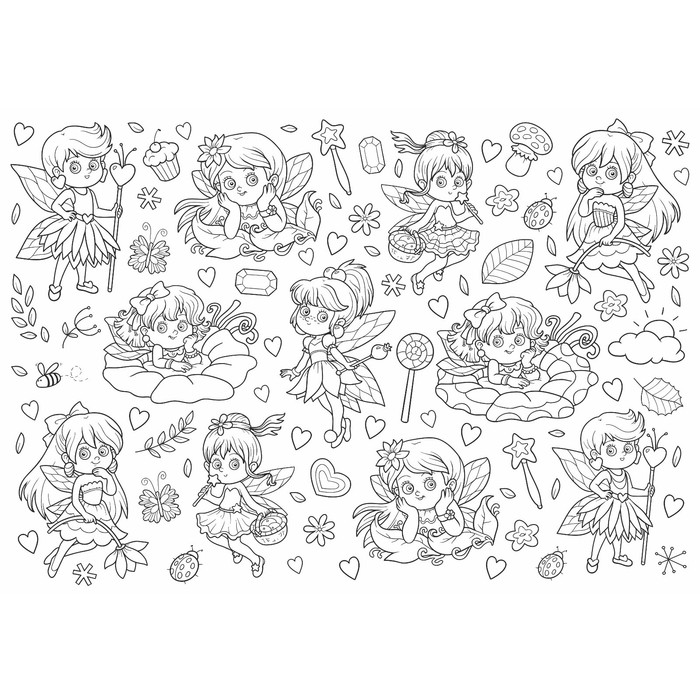 Фотообои раскраска "Ангелочки", 1 лист, 70*100 см.