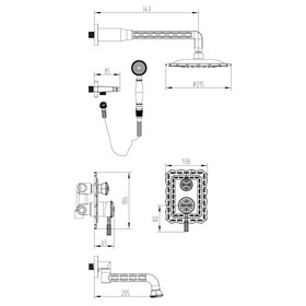 

Смеситель для ванны Lemark Jasmine LM6622B, однорычажный, тропический душ, лейка, бронза