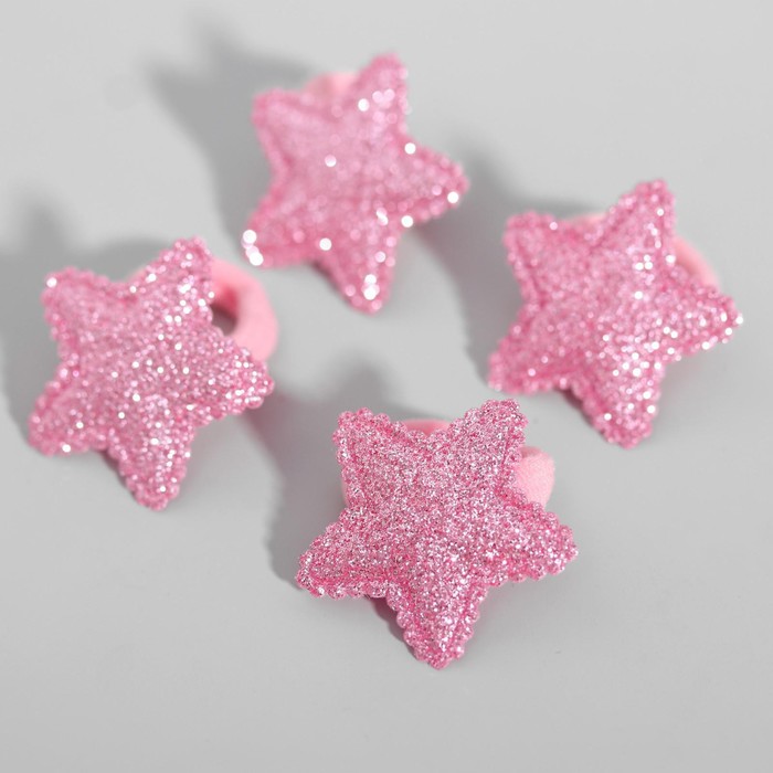Набор резинок ВИНКС "Звёзды" розовые с блестками, 4 шт, 6х5 см, 2 набора - фото 1908917210