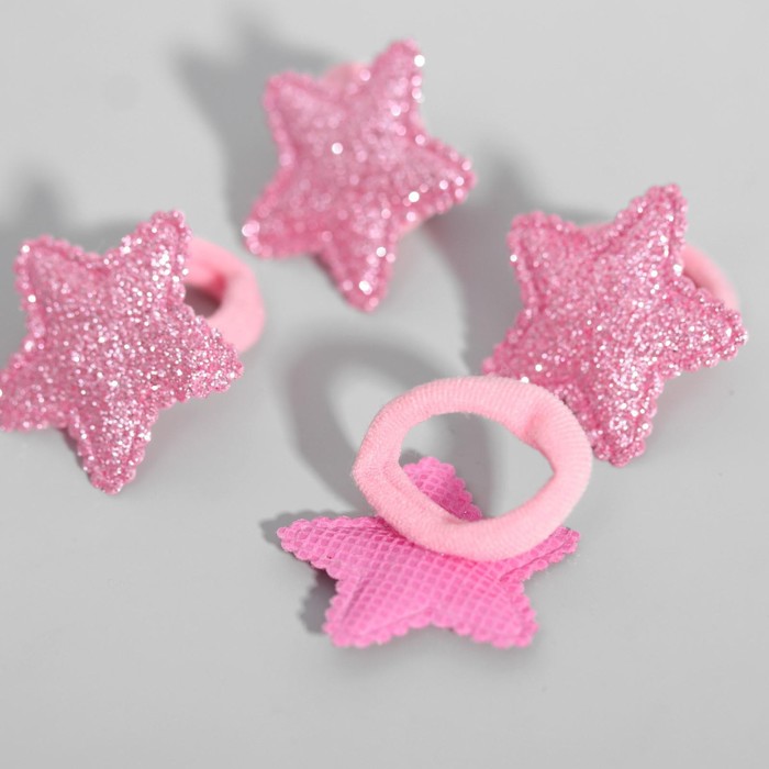 Набор резинок ВИНКС "Звёзды" розовые с блестками, 4 шт, 6х5 см, 2 набора - фото 1908917211