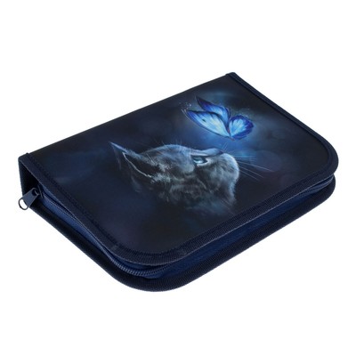 Пенал школьный, 3 секции, 14×21×4 см «Милый котик»