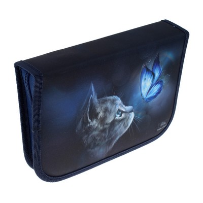 Пенал школьный, 3 секции, 14×21×4 см «Милый котик»