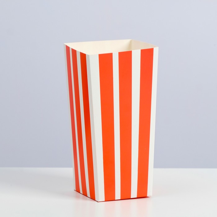 Упаковка для попкорна, красные полосы, 6,5 х 8,7 х 17,4 см - Фото 1
