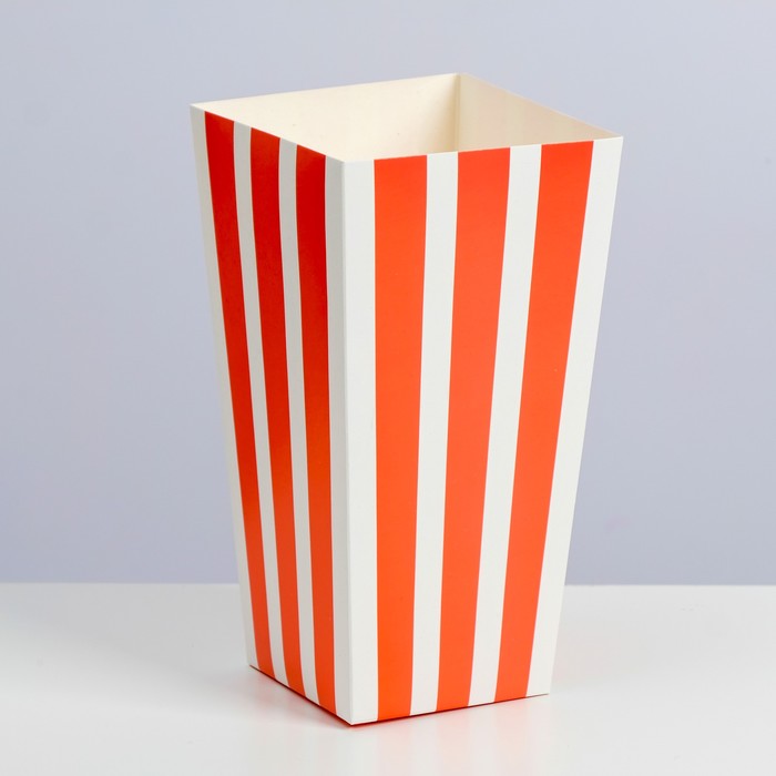 Упаковка для попкорна, красные полосы, 11 х 8 х 20,5 см - Фото 1